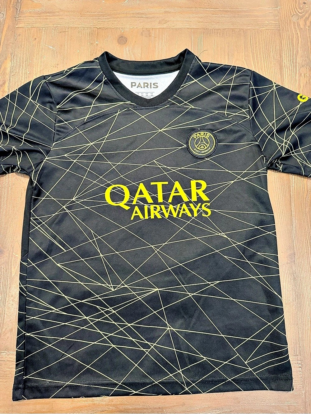 Paris Messi 30 Qatar Airways Jersey Black & Yellow Size 26